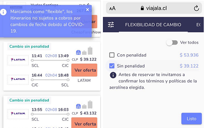 Viajala lanza un filtro que muestra vuelos flexibles debido al coronavirus