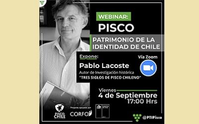 Conferencia de Pablo Lacoste dará inicio al ciclo «Pisco orgullo chileno»